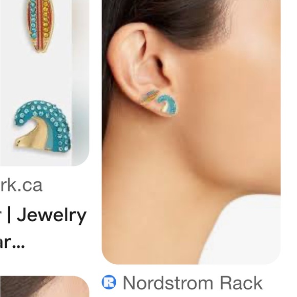 BaubleBar Surfboard and Wave Gold Tone Plate Earring Set (2 Pairs) - Picture 3 of 5